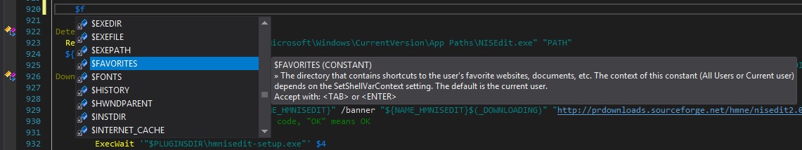 Constants in NSIS