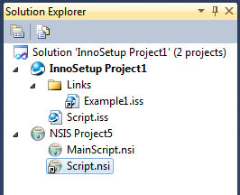 Links shown in a Solution Explorer.
